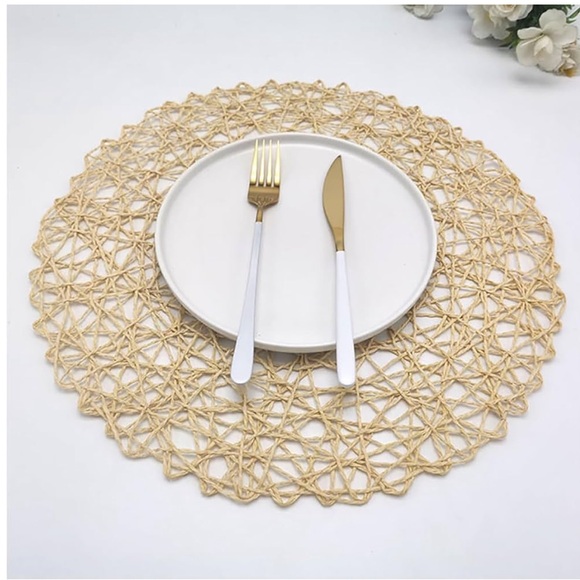 8 pieces Placemats|Creative Round Braided Table Mat For Kitchen - Picture 2 of 9